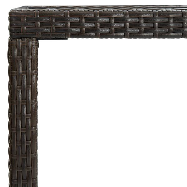 Mesa de bar para jardim 130x60x110 cm vidro e vime PE castanho - Image 4