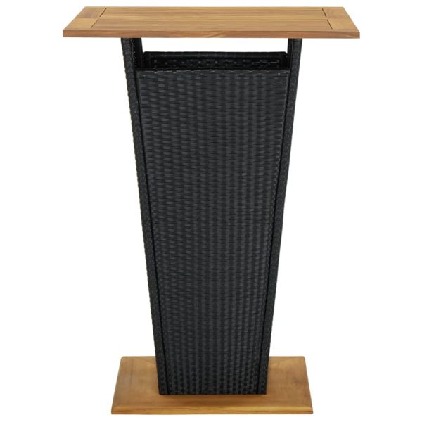 Mesa de bar 80x80x110 cm vime PE e acácia maciça preto - Image 2