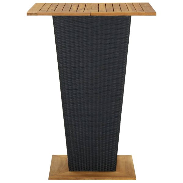 Mesa de bar 80x80x110 cm vime PE e acácia maciça preto - Image 3