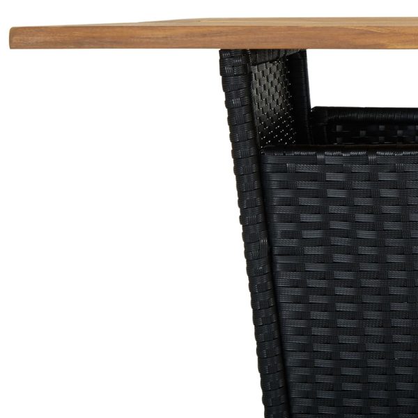 Mesa de bar 80x80x110 cm vime PE e acácia maciça preto - Image 5