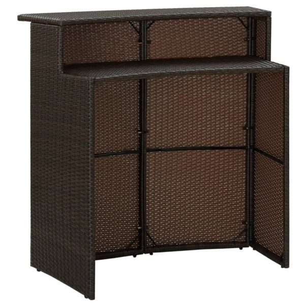 Mesa de bar para jardim 120x55x110 cm vime PE castanho - Image 3