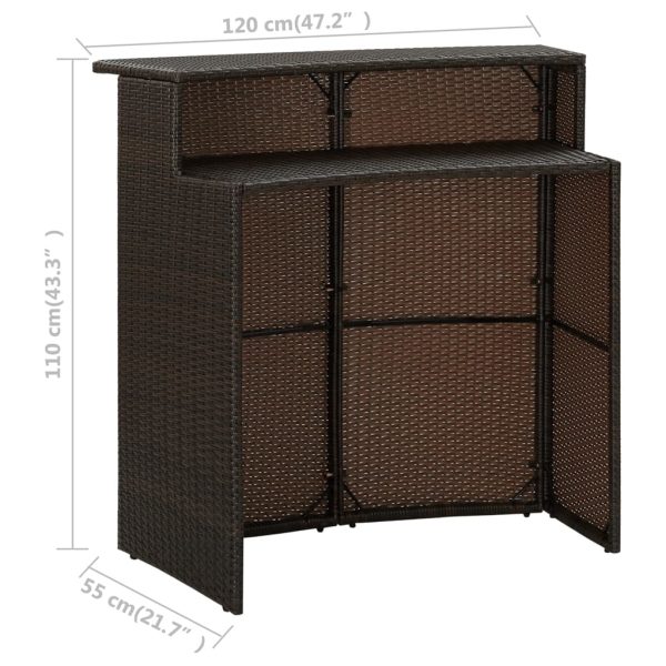 Mesa de bar para jardim 120x55x110 cm vime PE castanho - Image 8
