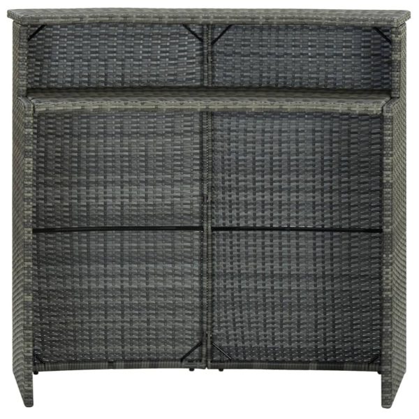 Mesa de bar para jardim 120x55x110 cm vime PE cinzento - Image 3