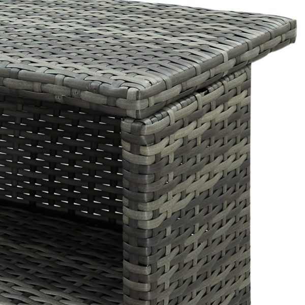 Mesa de bar para jardim 120x55x110 cm vime PE cinzento - Image 7