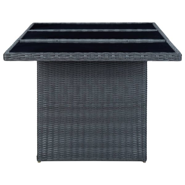 Mesa de jardim vime PE e vidro temperado cinzento-escuro - Image 3