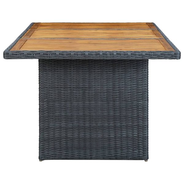 Mesa de jardim vime PE/madeira acácia maciça cinzento-escuro - Image 3