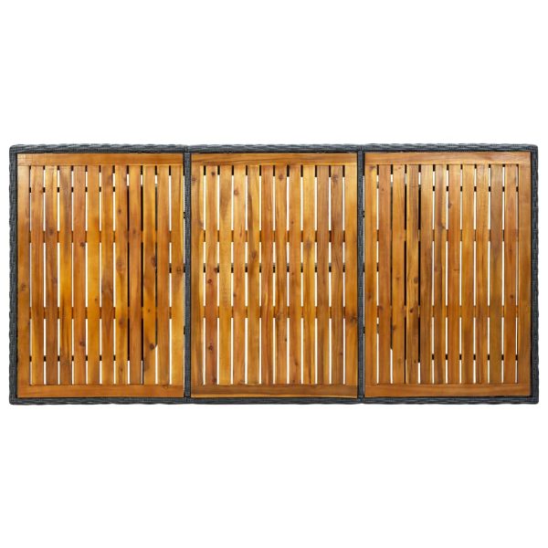 Mesa de jardim vime PE/madeira acácia maciça cinzento-escuro - Image 4