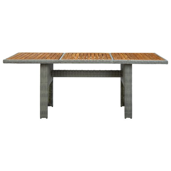 Mesa de jardim vime PE/madeira acácia maciça cinzento-claro - Image 2