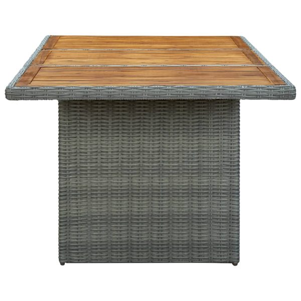 Mesa de jardim vime PE/madeira acácia maciça cinzento-claro - Image 3