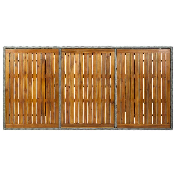 Mesa de jardim vime PE/madeira acácia maciça cinzento-claro - Image 4