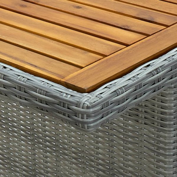 Mesa de jardim vime PE/madeira acácia maciça cinzento-claro - Image 5