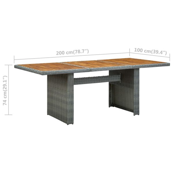 Mesa de jardim vime PE/madeira acácia maciça cinzento-claro - Image 6