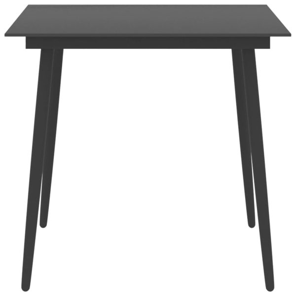 Mesa de jantar para jardim 80x80x74 cm aço e vidro preto - Image 2