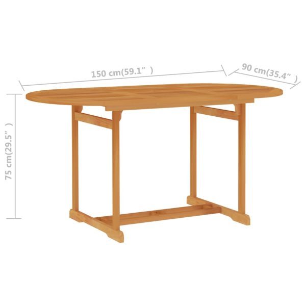 Mesa de jardim 150x90x75 cm madeira de teca maciça - Image 6