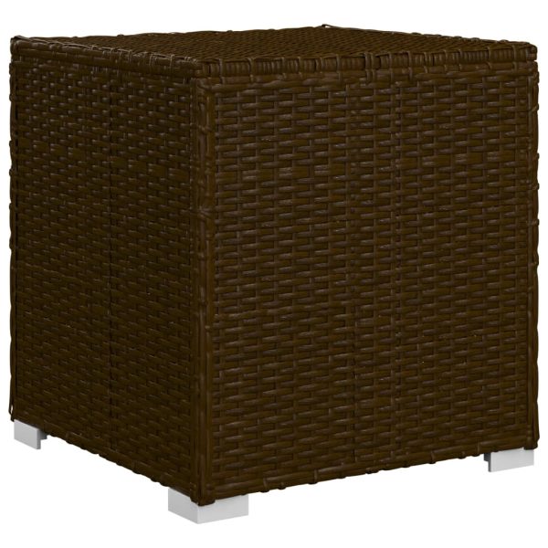 3 pcs espreguiçadeiras jardim c/ mesa centro vime PE castanho - Image 9
