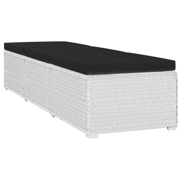 3 pcs espreguiçadeiras jardim c/ mesa de centro vime PE branco - Image 5