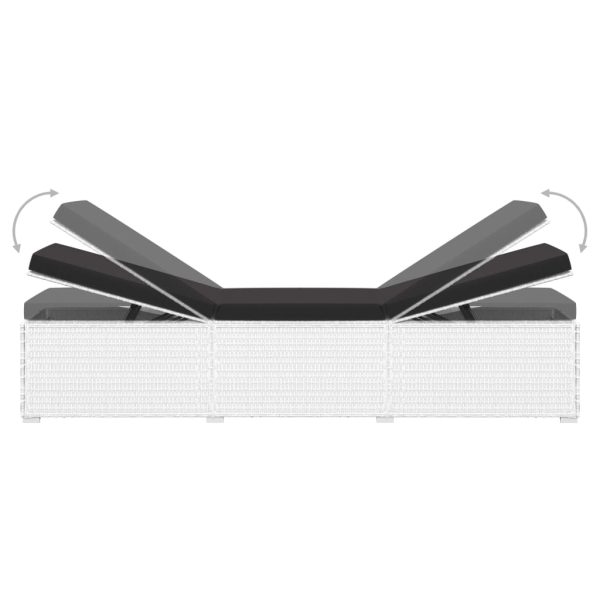3 pcs espreguiçadeiras jardim c/ mesa de centro vime PE branco - Image 6