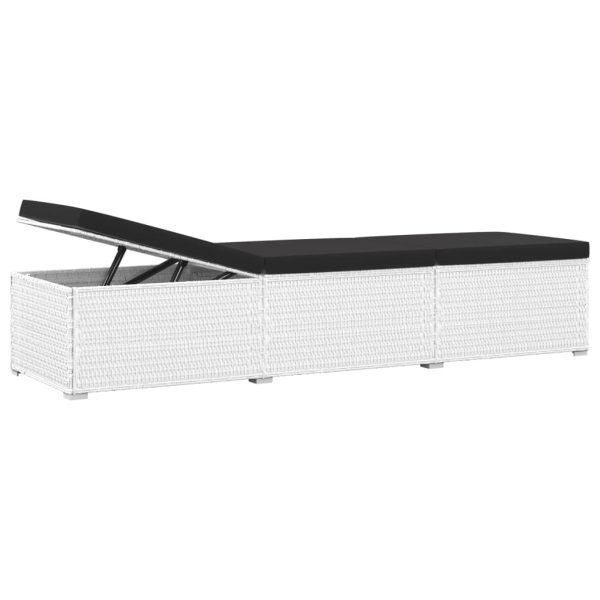 3 pcs espreguiçadeiras jardim c/ mesa de centro vime PE branco - Image 7