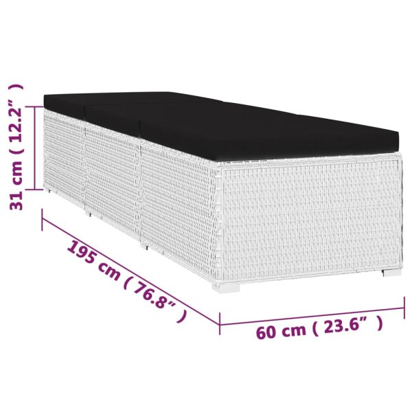 3 pcs espreguiçadeiras jardim c/ mesa de centro vime PE branco - Image 11