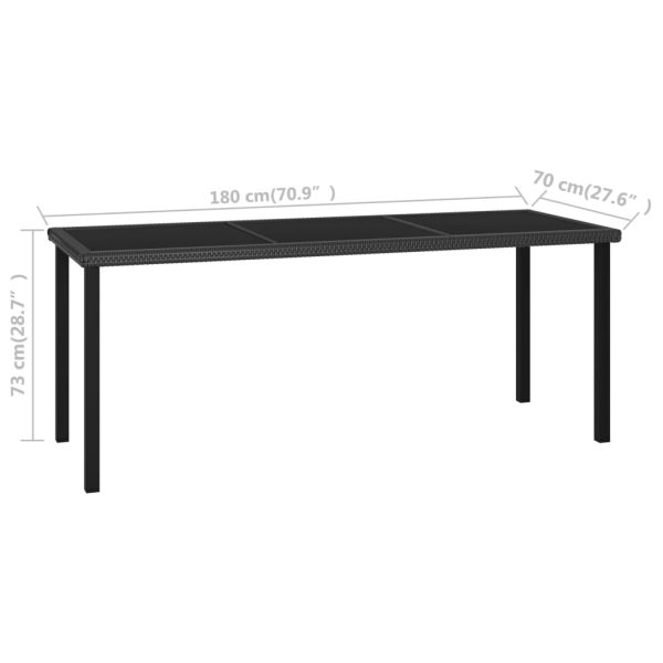 Mesa de jantar jardim 180x70x73 cm vime PE preto - Image 5