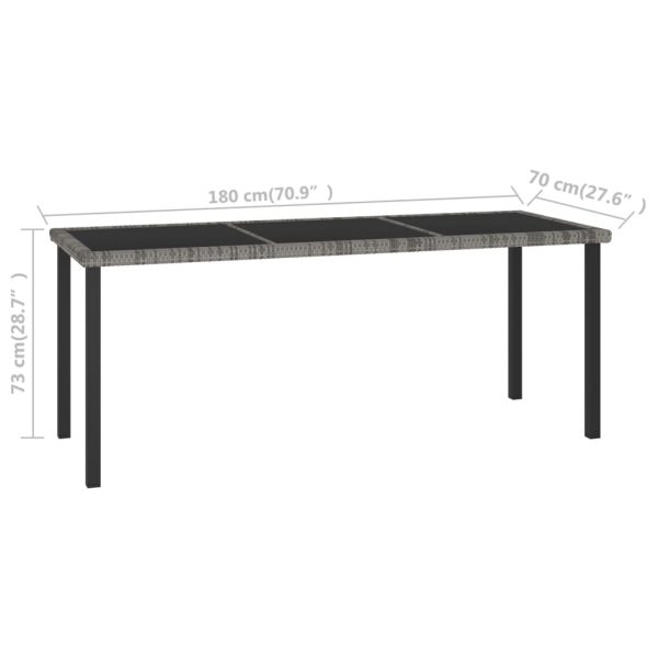 Mesa de jantar para jardim 180x70x73 cm vime PE cinzento - Image 5