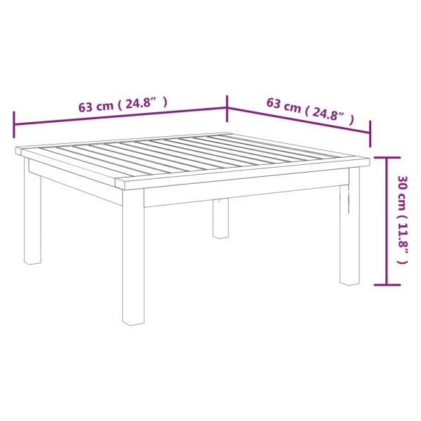 Mesa lounge de jardim 63x63x30 cm madeira de acácia maciça - Image 4