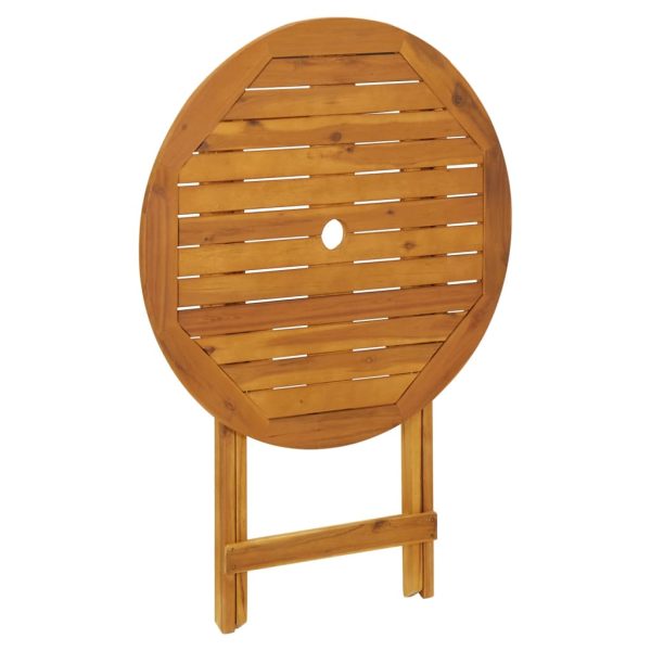 Mesa de jardim dobrável 70 cm madeira de acácia maciça - Image 4