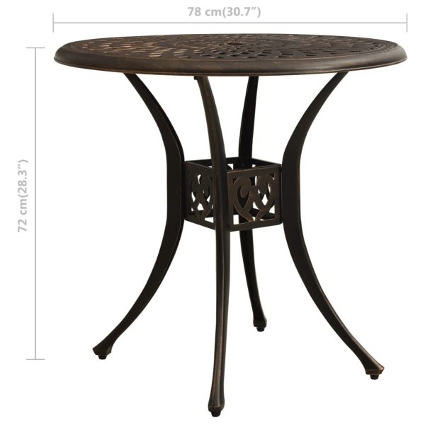 Mesa de jardim 78x78x72 cm alumínio fundido bronze - Image 6