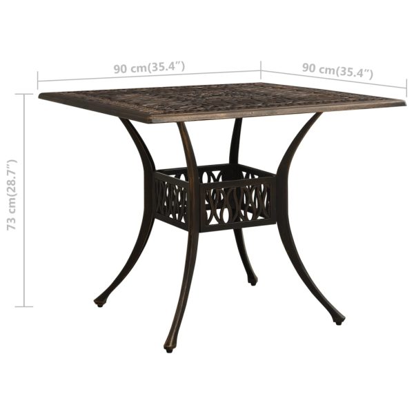 Mesa de jardim 90x90x73 cm alumínio fundido bronze - Image 6