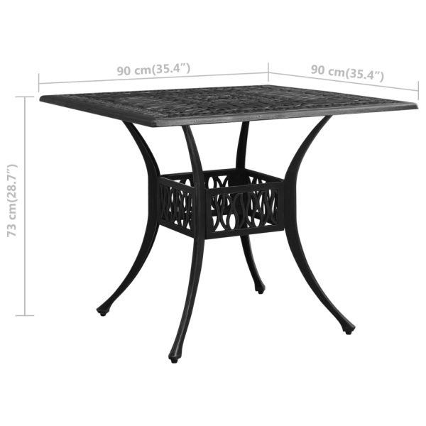 Mesa de jardim 90x90x73 cm alumínio fundido preto - Image 6