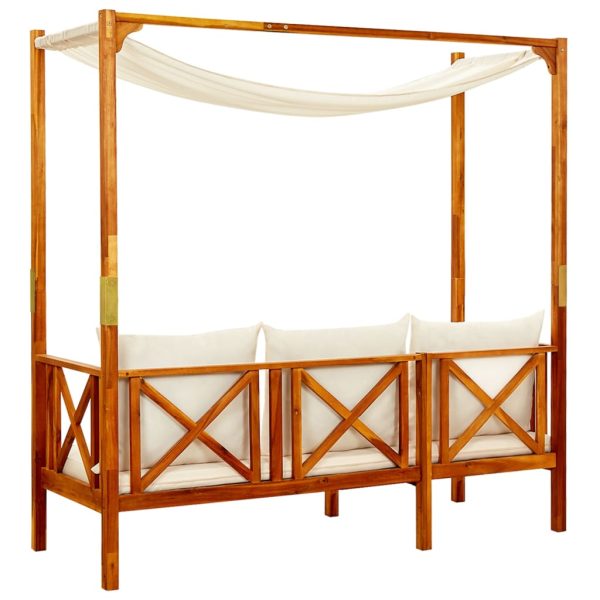 Banco de jardim com mesa e apoios de pés acácia maciça - Image 3