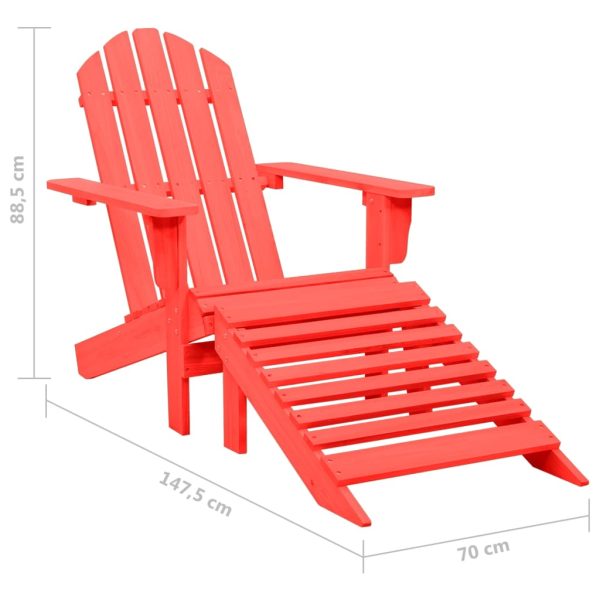 Cadeira de jardim Adirondack c/ otomano abeto maciço vermelho - Image 8