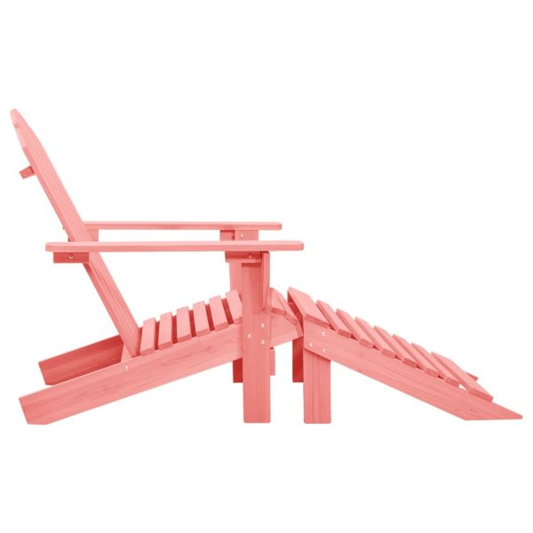 Cadeira Adirondack para jardim com otomano abeto maciço rosa - Image 3