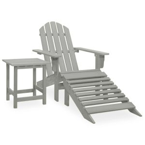 Cadeira de jardim Adirondack c/ otomano e mesa abeto cinzento