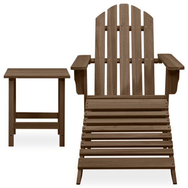 Cadeira de jardim Adirondack c/ otomano e mesa abeto castanho - Image 2