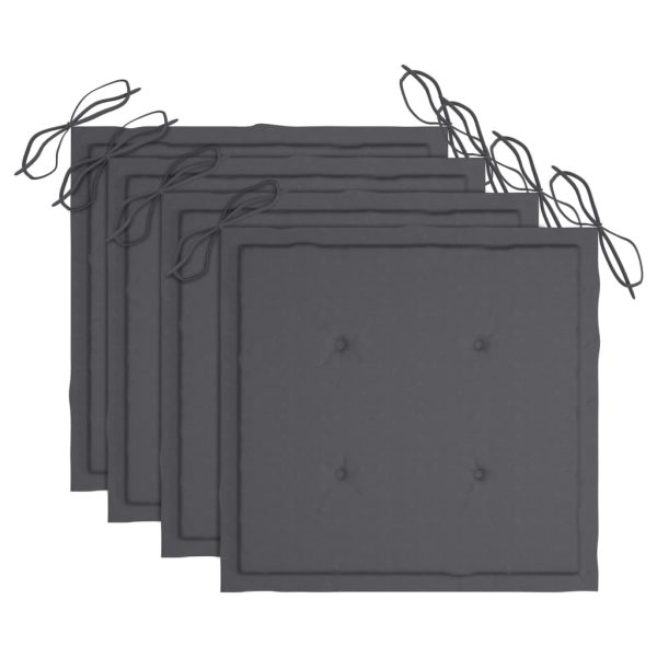 Cadeiras de jardim c/ almofadões antracite 3 pcs teca maciça - Image 6