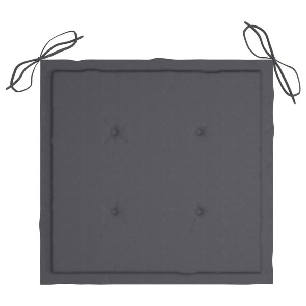 Cadeiras de jardim c/ almofadões antracite 3 pcs teca maciça - Image 9