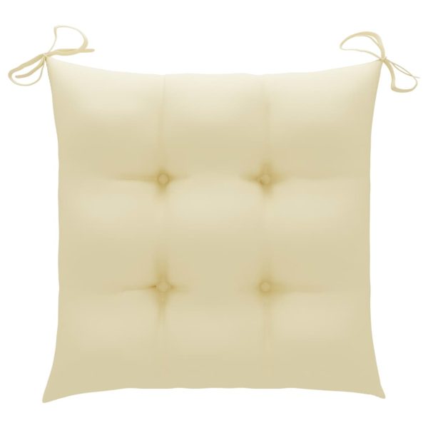 Cadeiras de jardim c/ almofadões branco nata 3 pcs teca maciça - Image 4