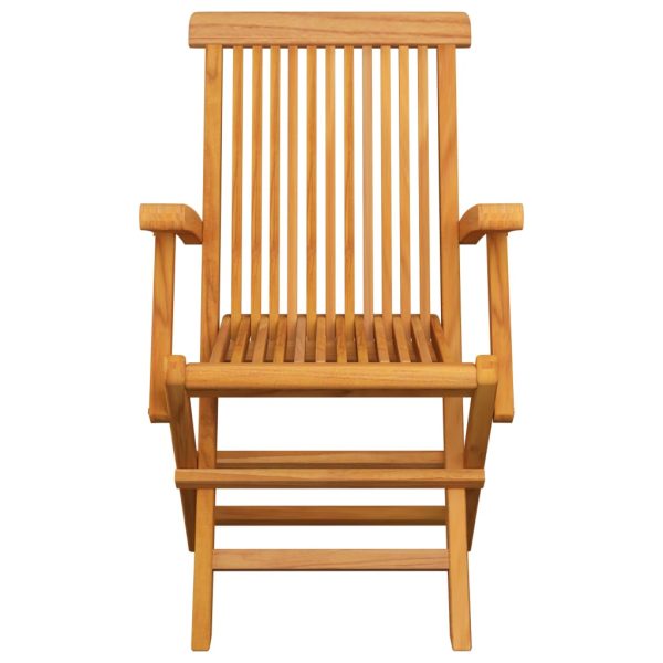 Cadeiras de jardim c/ almofadões branco nata 3 pcs teca maciça - Image 10