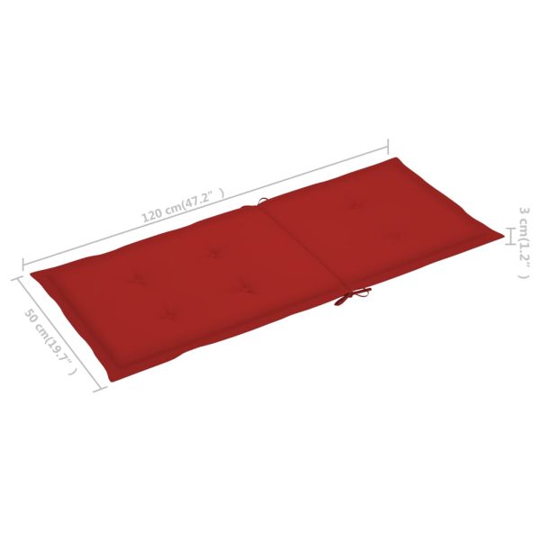 Cadeiras de jardim c/ almofadões vermelhos 6 pcs teca maciça - Image 11