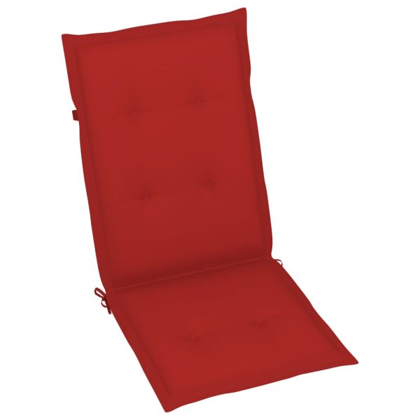 Cadeiras de jardim c/ almofadões vermelhos 6 pcs teca maciça - Image 7