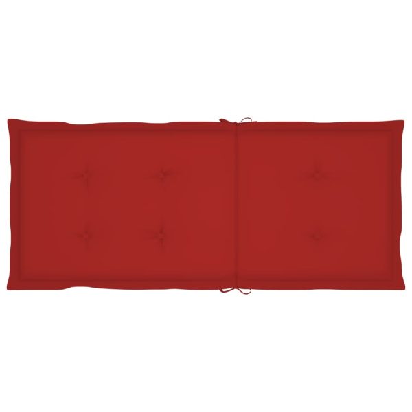 Cadeiras de jardim c/ almofadões vermelhos 6 pcs teca maciça - Image 8