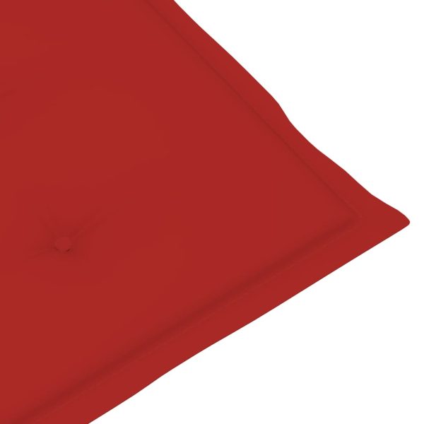 Cadeiras de jardim c/ almofadões vermelhos 6 pcs teca maciça - Image 9