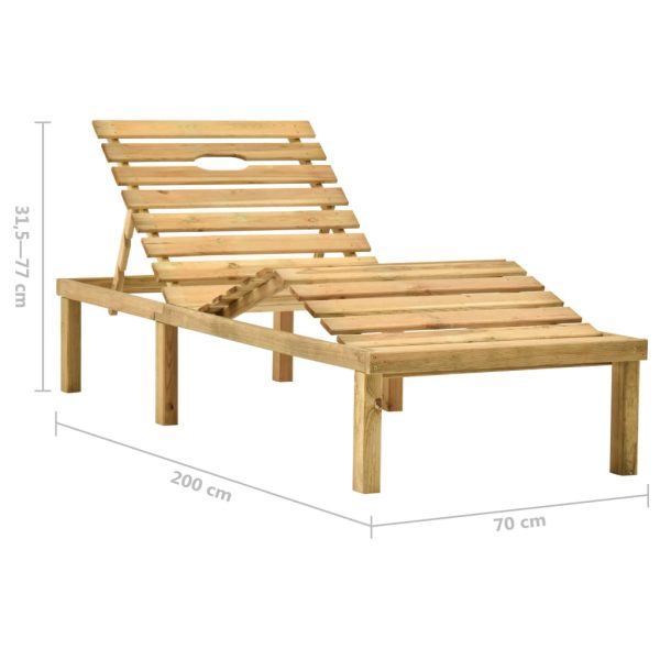 Espreguiçadeira de jardim com mesa e almofadão pinho impregnado - Image 10