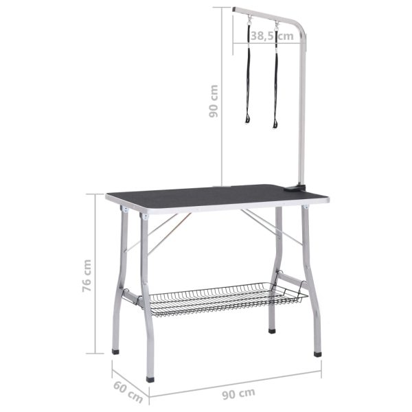 Mesa de grooming ajustável para cães com 2 laços e cesto - Image 11