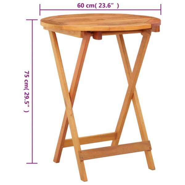 Mesa de jardim dobrável Ø60x75 cm madeira eucalipto maciça - Image 5