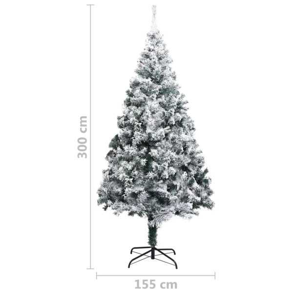 Árvore de Natal artificial com flocos de neve 300 cm PVC verde - Image 8
