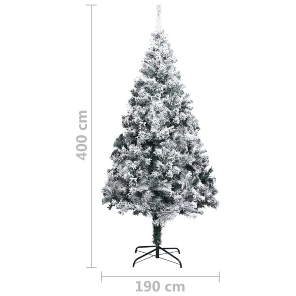 Árvore de Natal artificial com flocos de neve 400 cm PVC verde - Image 8