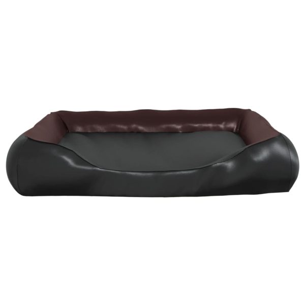 Cama para cães 105x80x25 cm couro artificial preto e castanho - Image 4