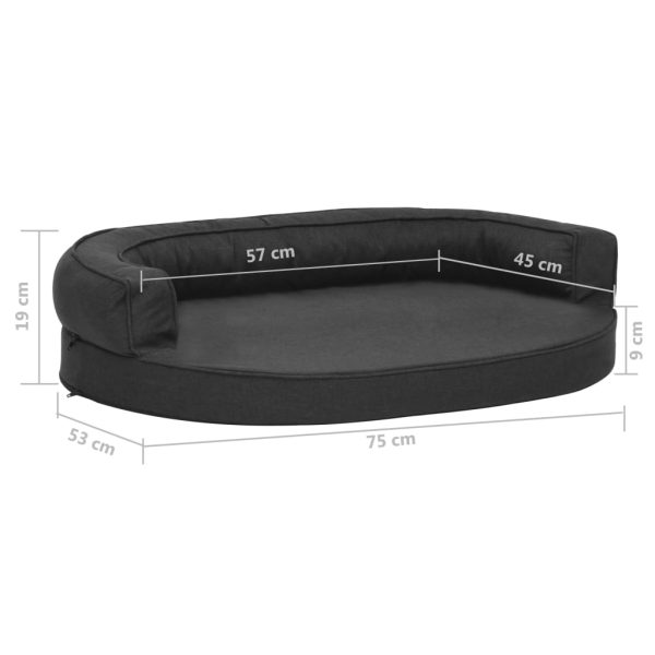 Cama para cães ergonómica 75x53 cm aspeto linho preto - Image 7